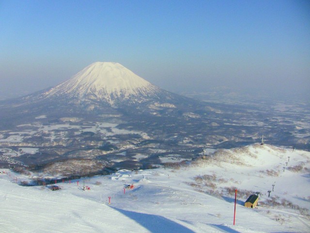 Niseko ski resort with the view of Mount Yotei